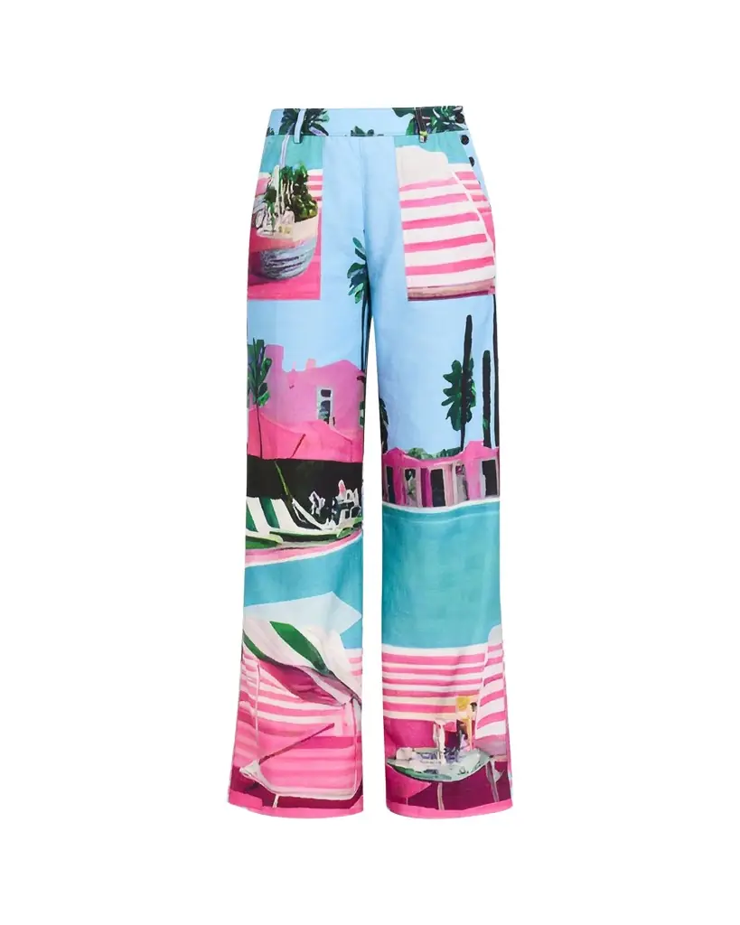 Libertine Poolside Print Straight-Leg Pants