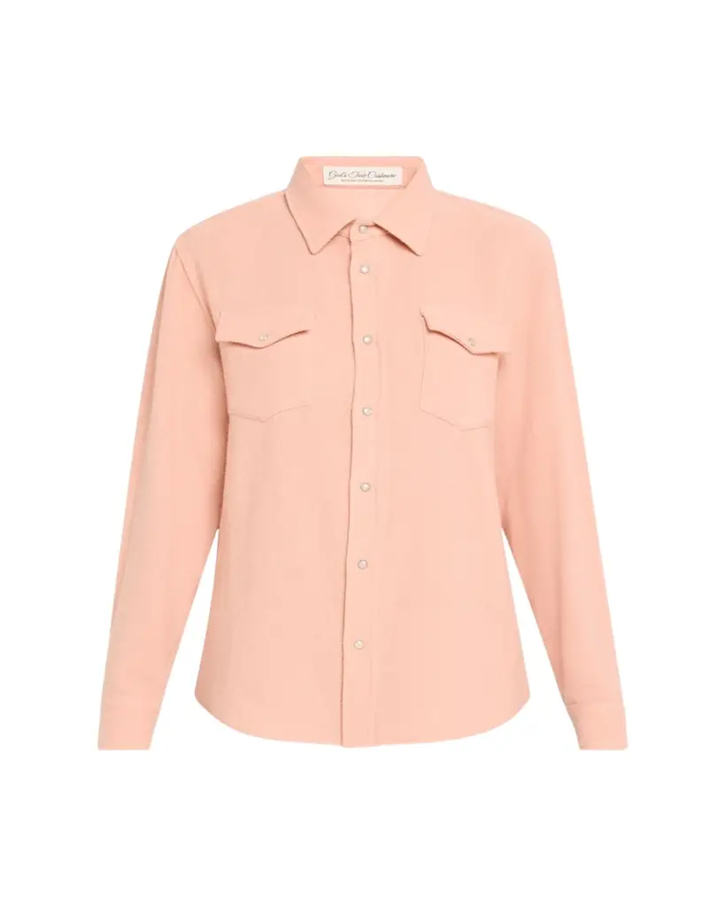 God's True Cashmere Peach Blush Cashmere Button-Down Shirt