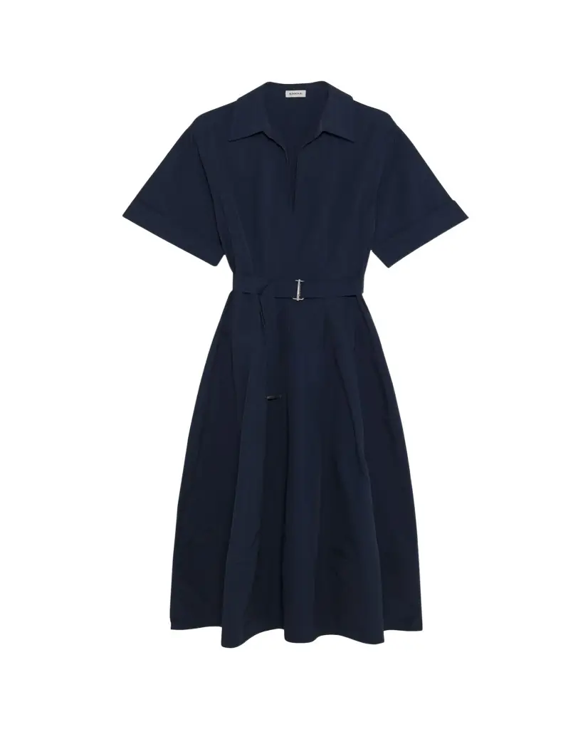 SIMKHAI Deanna Short-Sleeve Belted Midi Dress