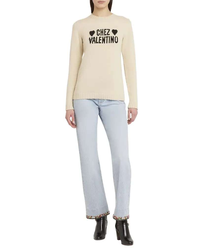 Valentino Garavani Chez Valentino Beaded Wool Sweater