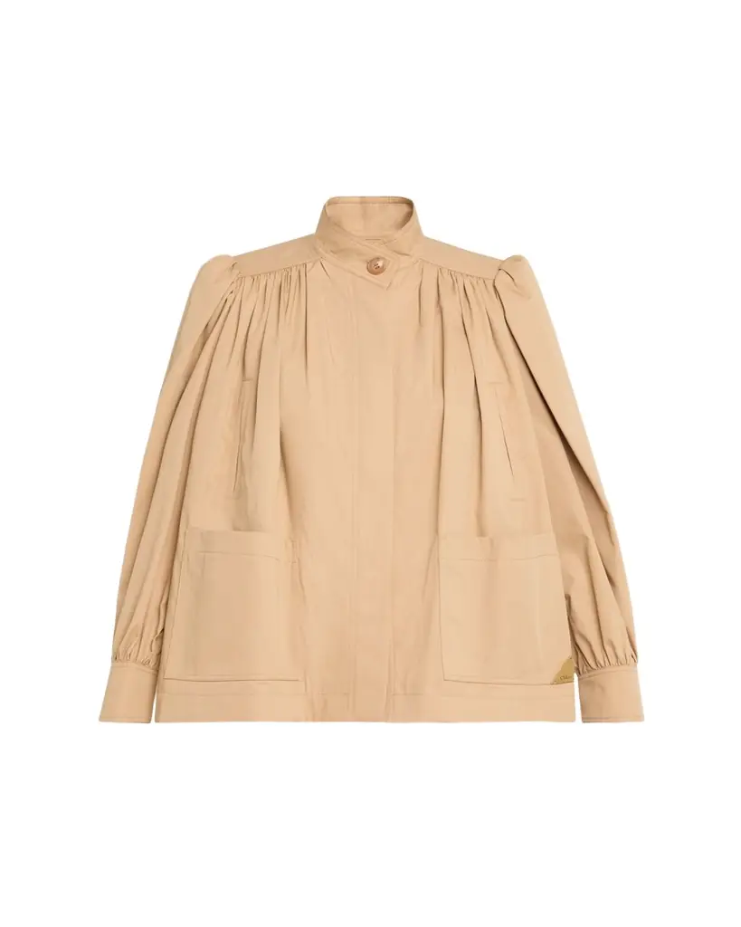 Chloe High-Neck Puff-Sleeve Jacket