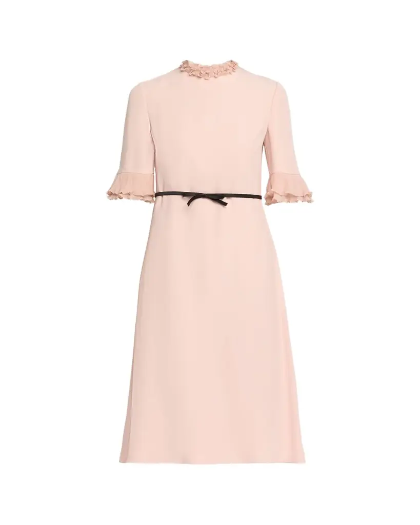 Valentino Garavani Ruffle 3/4-Sleeve Bow Midi Dress
