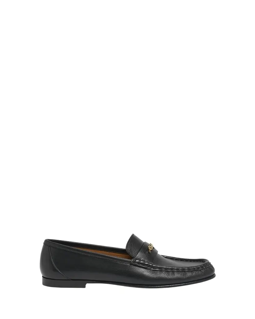 Chloe Leather Logo Chain Penny Loafers