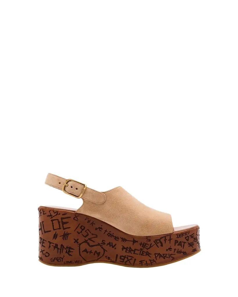 Chloe Maxime Platform Wedge Suede Sandals