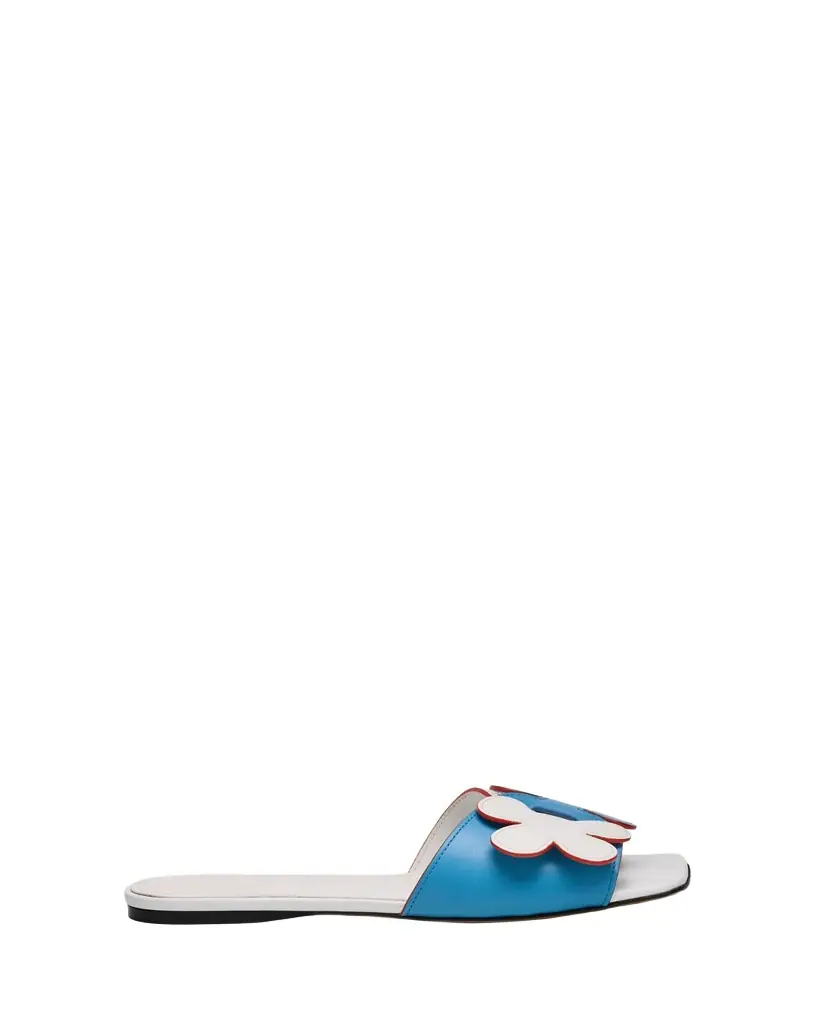 Marni Flower Leather Slide Sandals