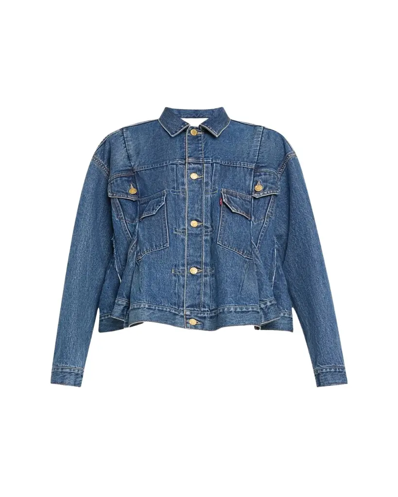 SACAI Denim Pleated Trucker Jacket