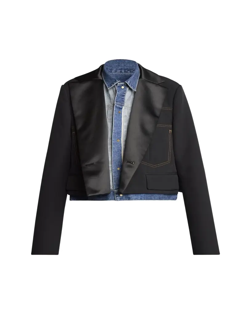 SACAI Layered Wool Denim Jacket