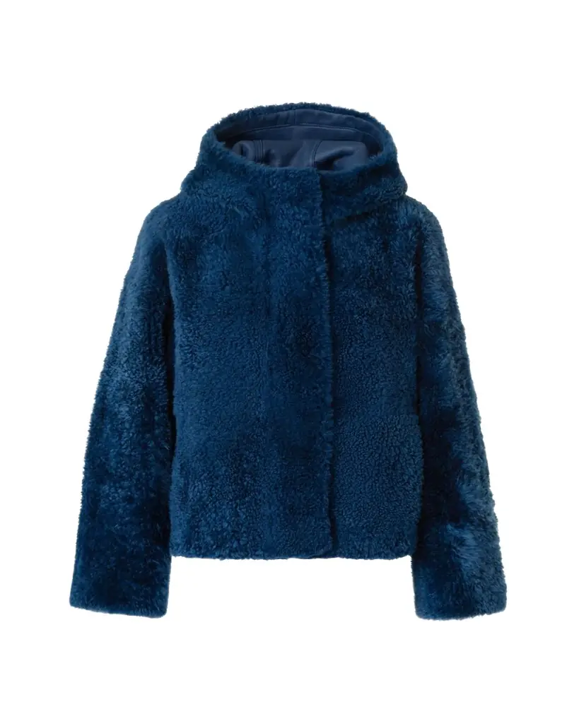 Akris Gracie Lamb Shearling Hooded Jacket