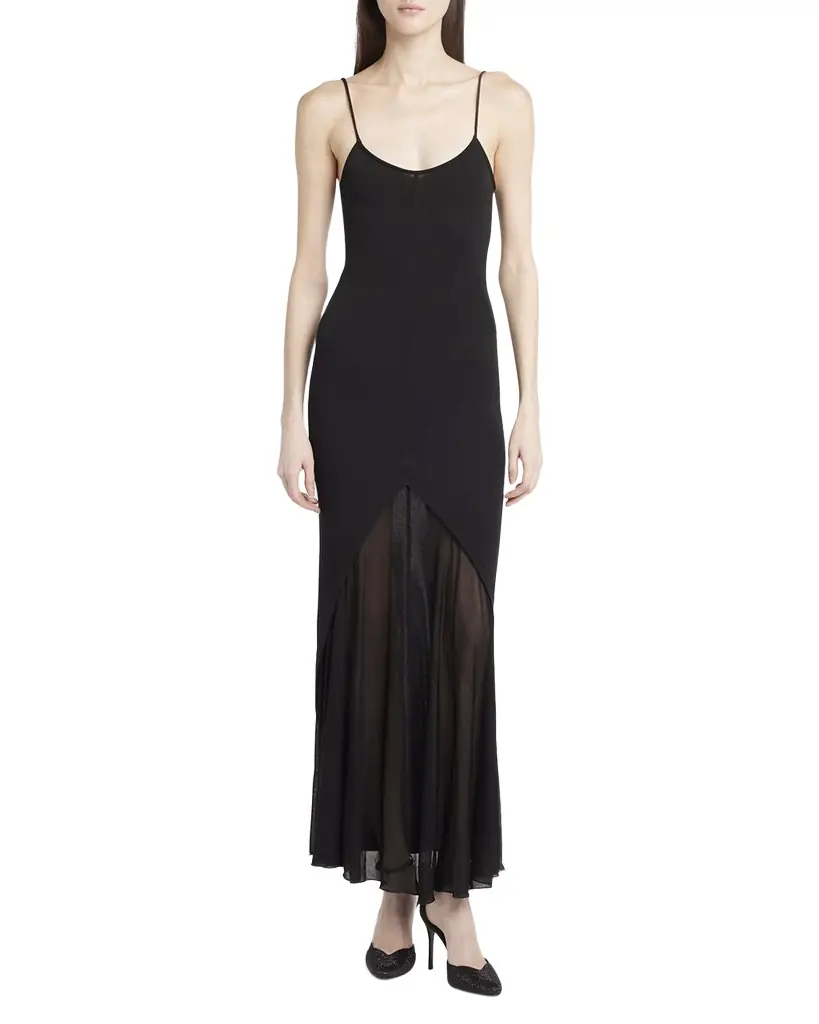 Giorgio Armani Sheer Skirt Panel Jersey Dress