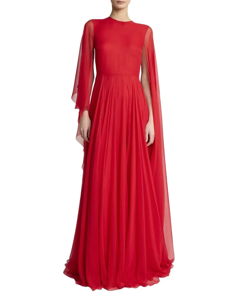 Givenchy Chiffon Draped Cape Gown