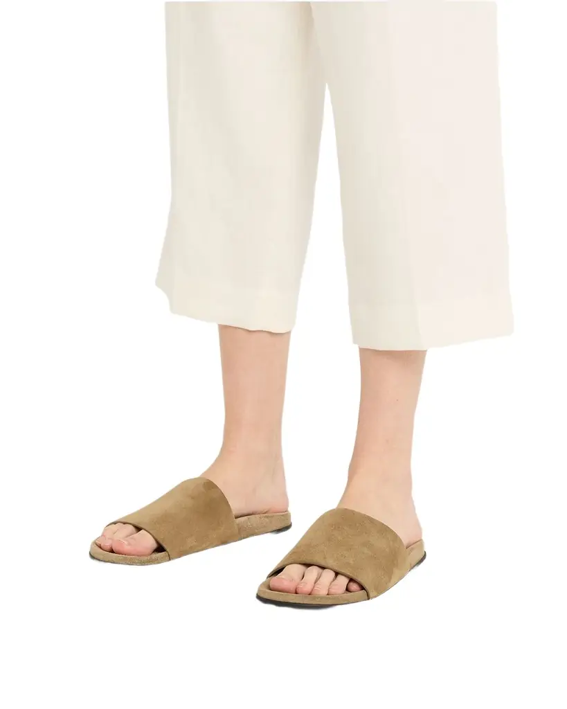 THE ROW Hugh Suede Flat Slide Sandals