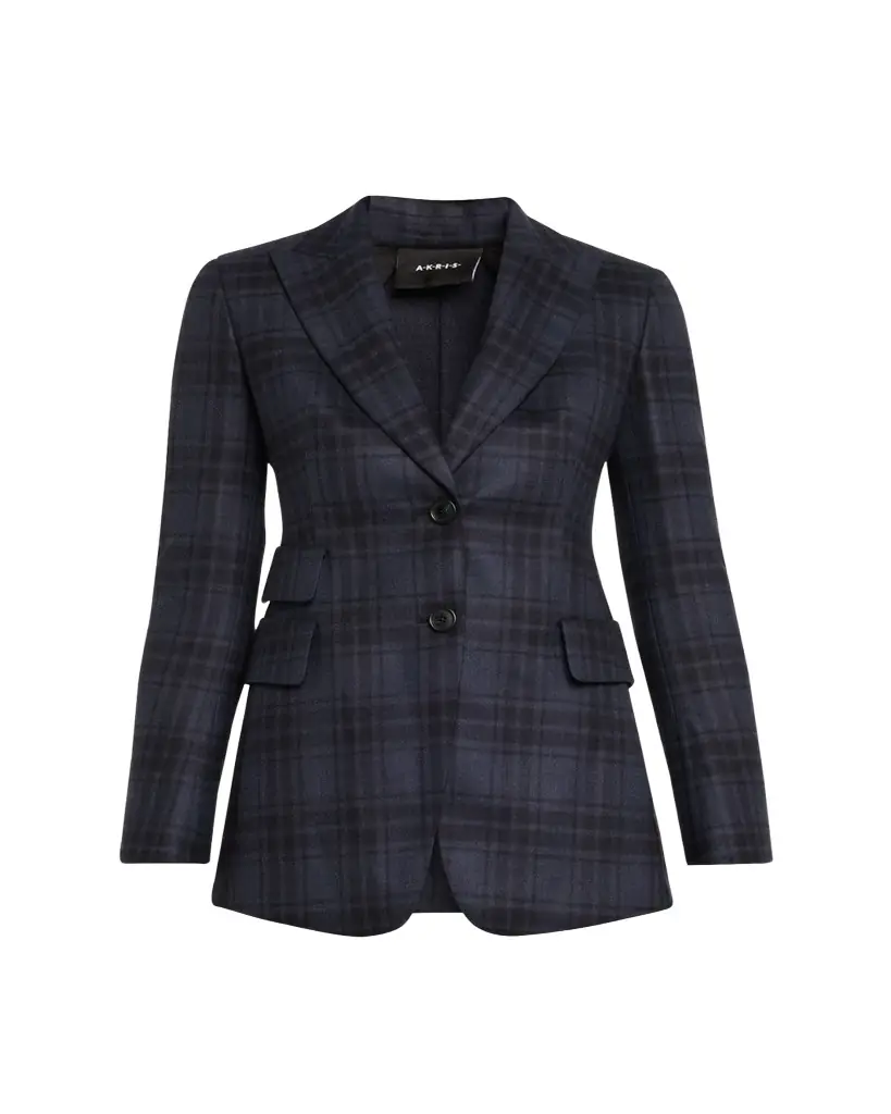 Akris Percival Check Wool Double-Face Single-Breasted Jacket
