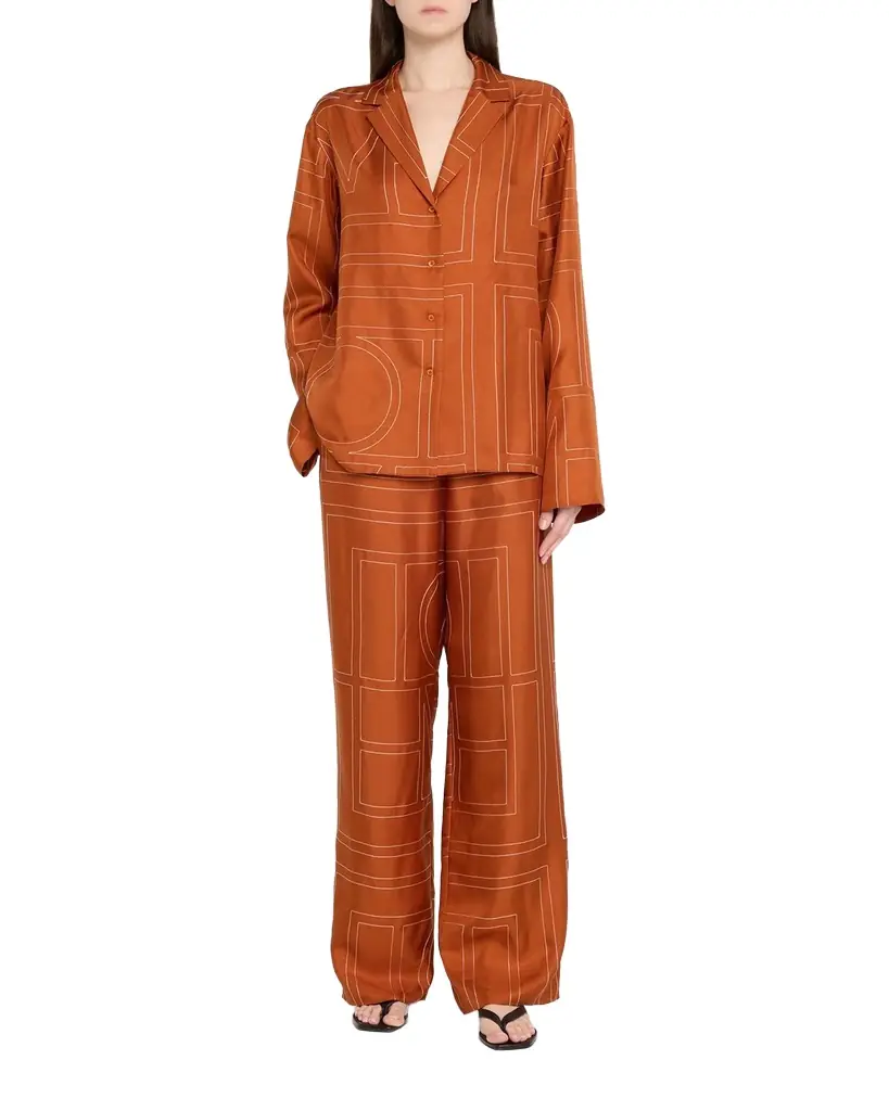 Toteme Monogram Silk Pajama Top