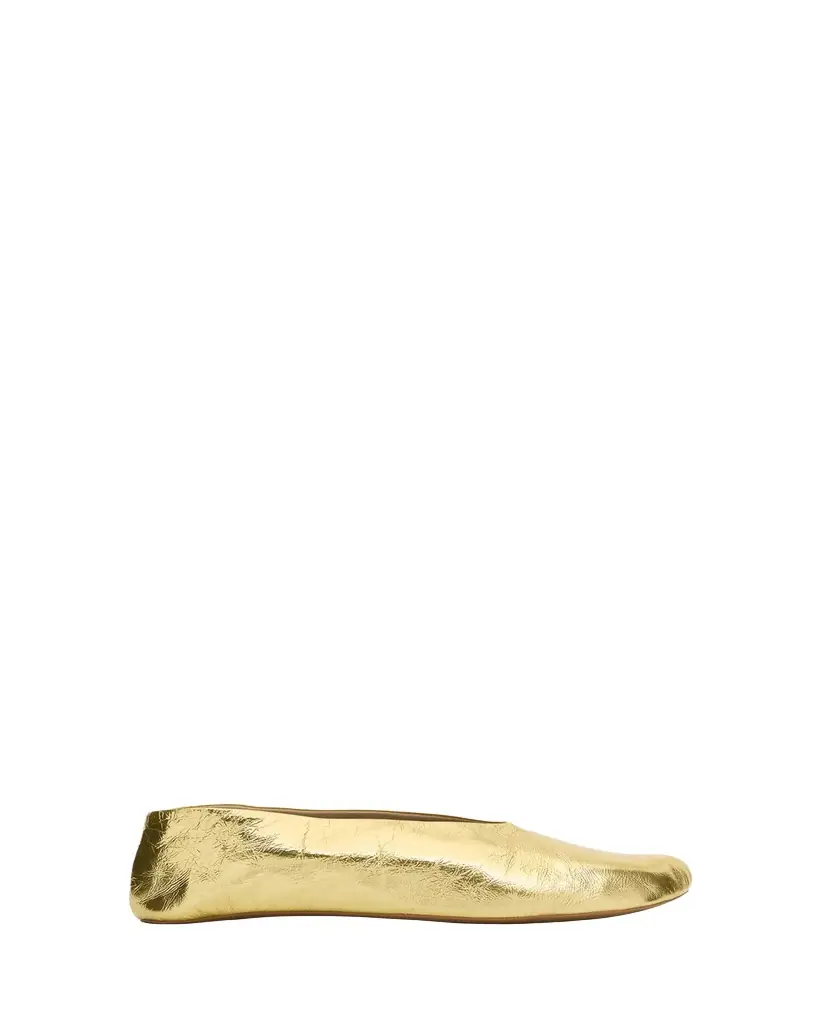 THE ROW Stella Metallic Leather Ballerina Slippers