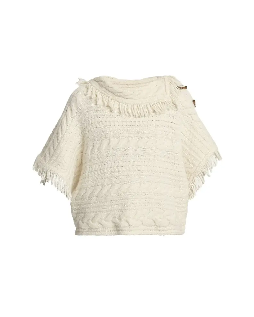 Etoile Isabel Marant Blanche Fringe Cable-Knit Sweater
