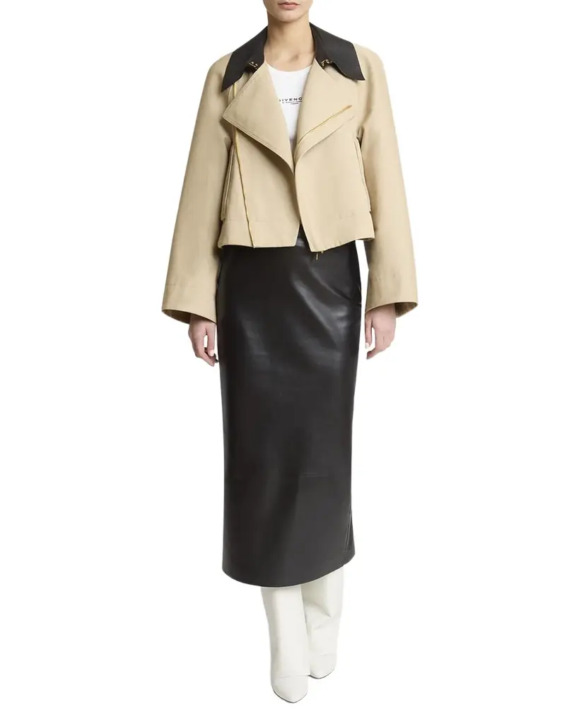 Givenchy Leather Collar Zip Cocoon Jacket