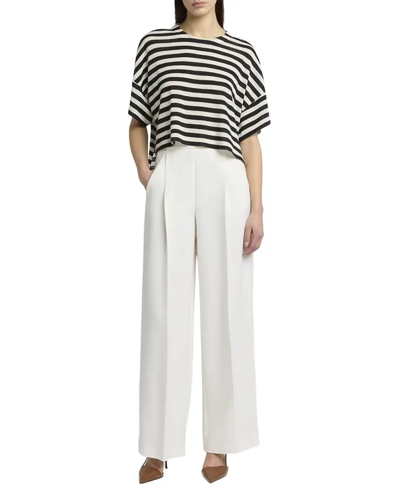 Giorgio Armani Stripe High Low Wool T-Shirt