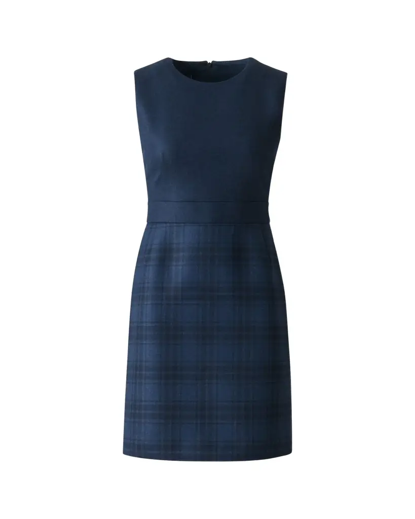 Akris Check Wool Double-Face Sleeveless A-Line Dress