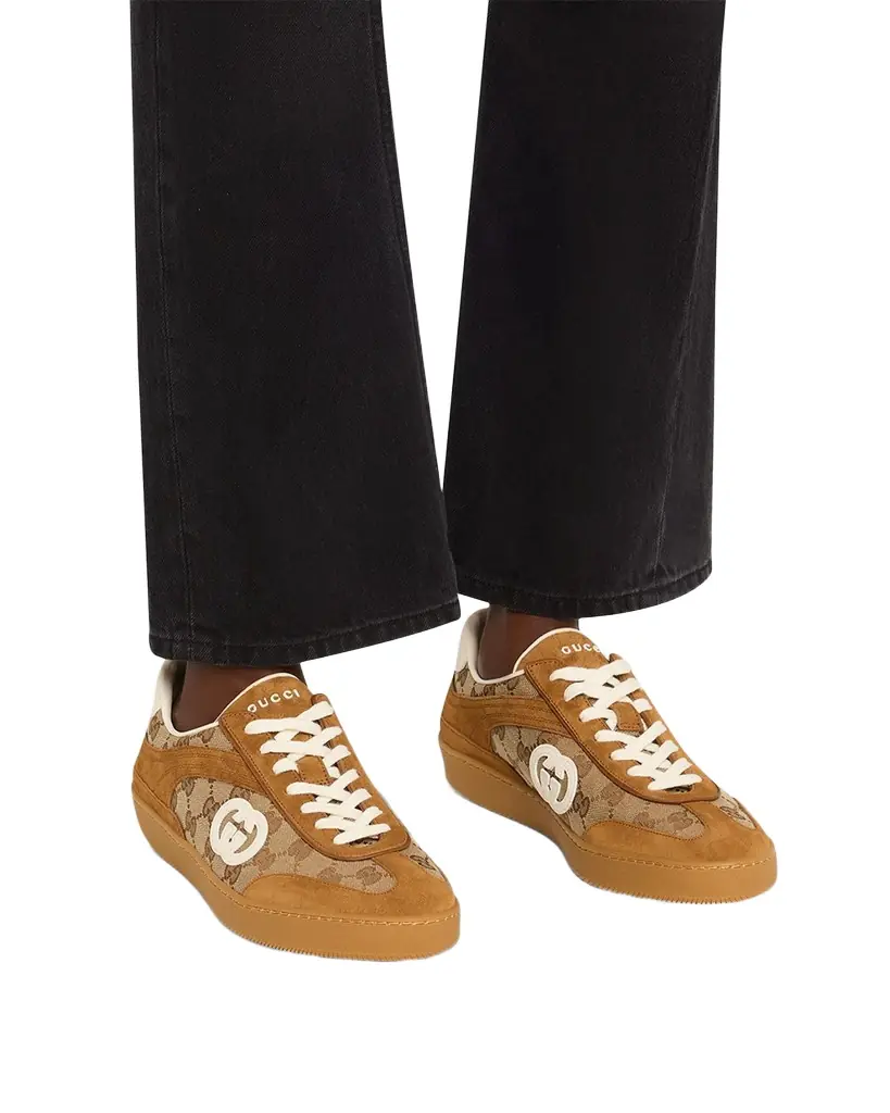 Gucci G75 Suede and Leather GG Sneakers