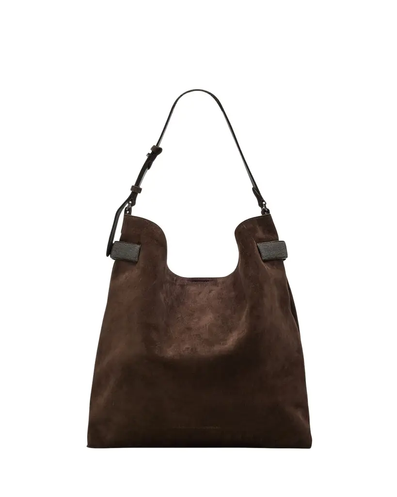 Brunello Cucinelli Essence Large Suede Hobo Bag