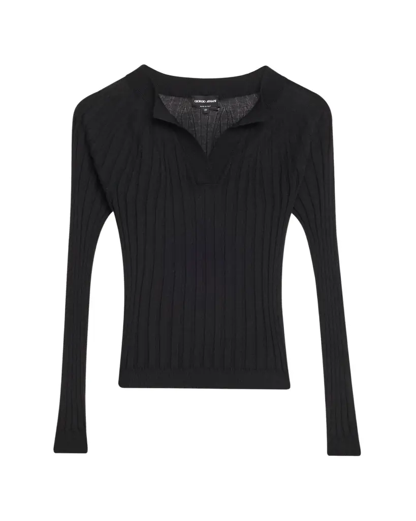 Giorgio Armani Cashmere-Silk Rib Knit Sweater