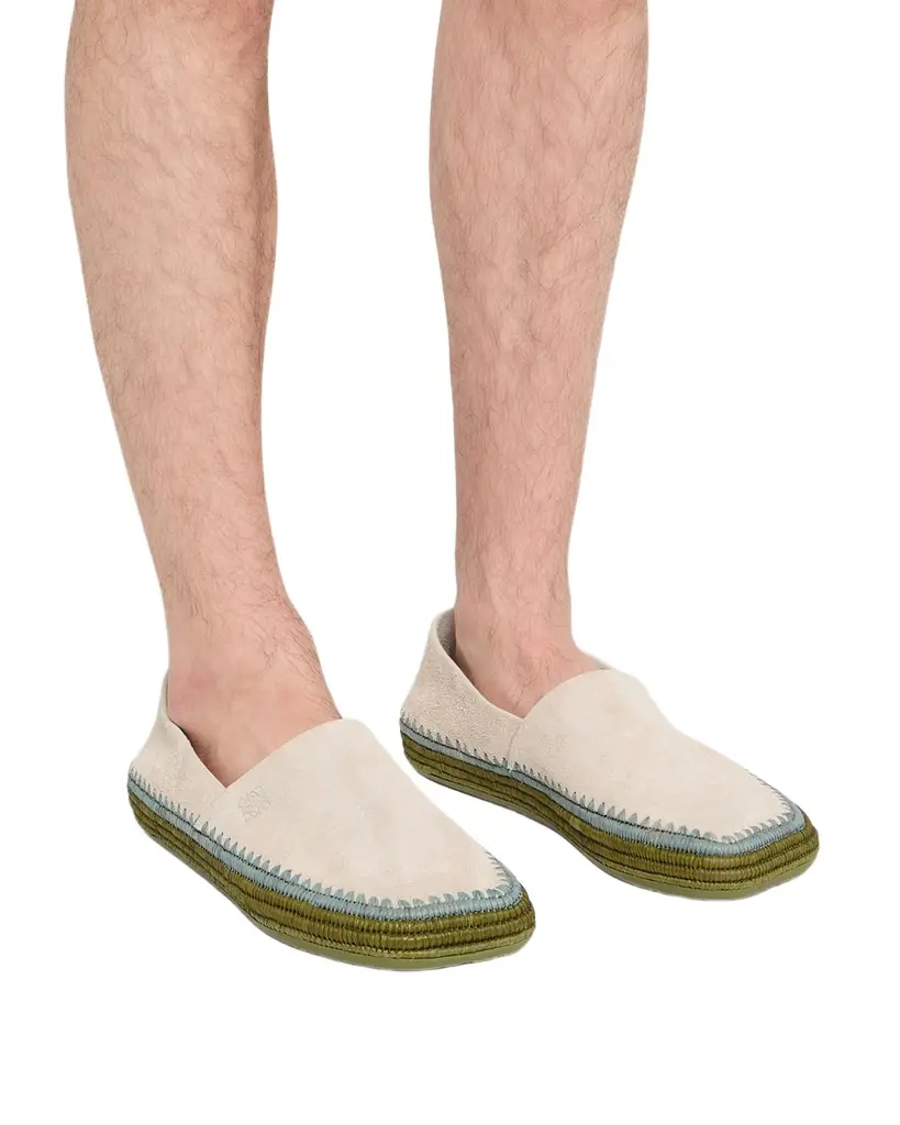 Loewe Men's Rio Suede and Raffia Espadrilles