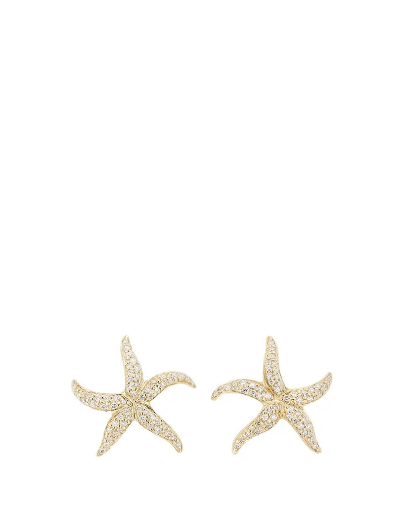 Sydney Evan 14K Gold Diamond Starfish Stud Earrings