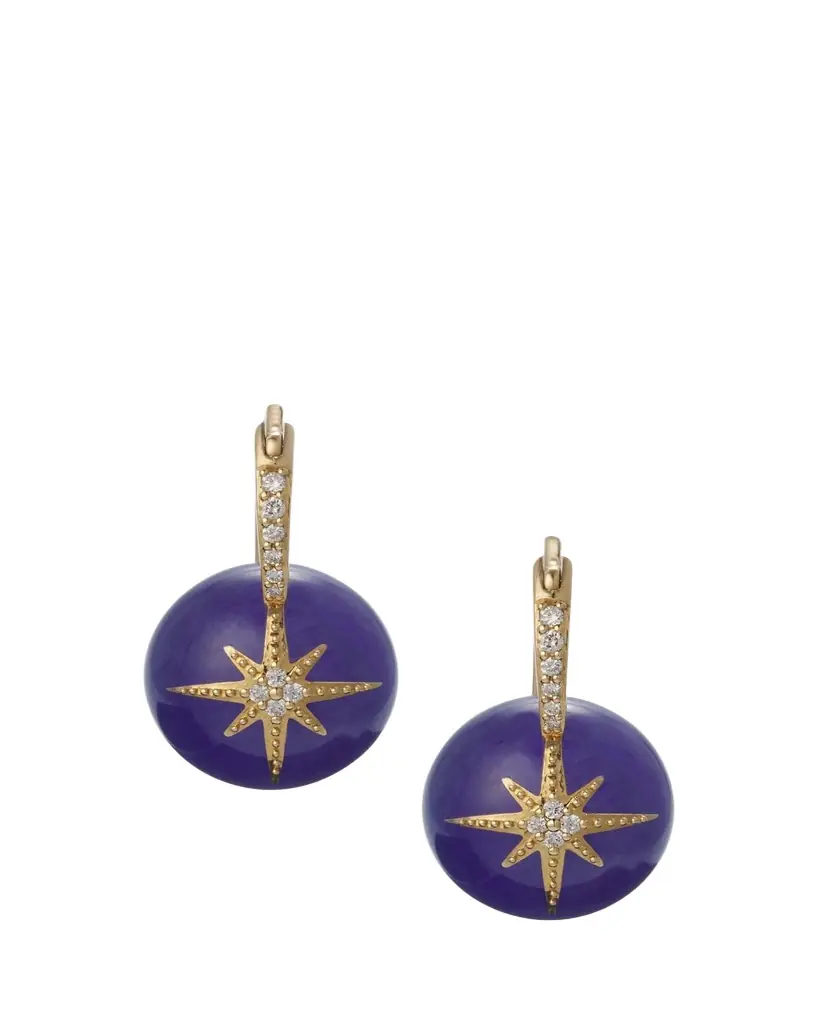 Sydney Evan 14K Pave Starburst Bead Earrings