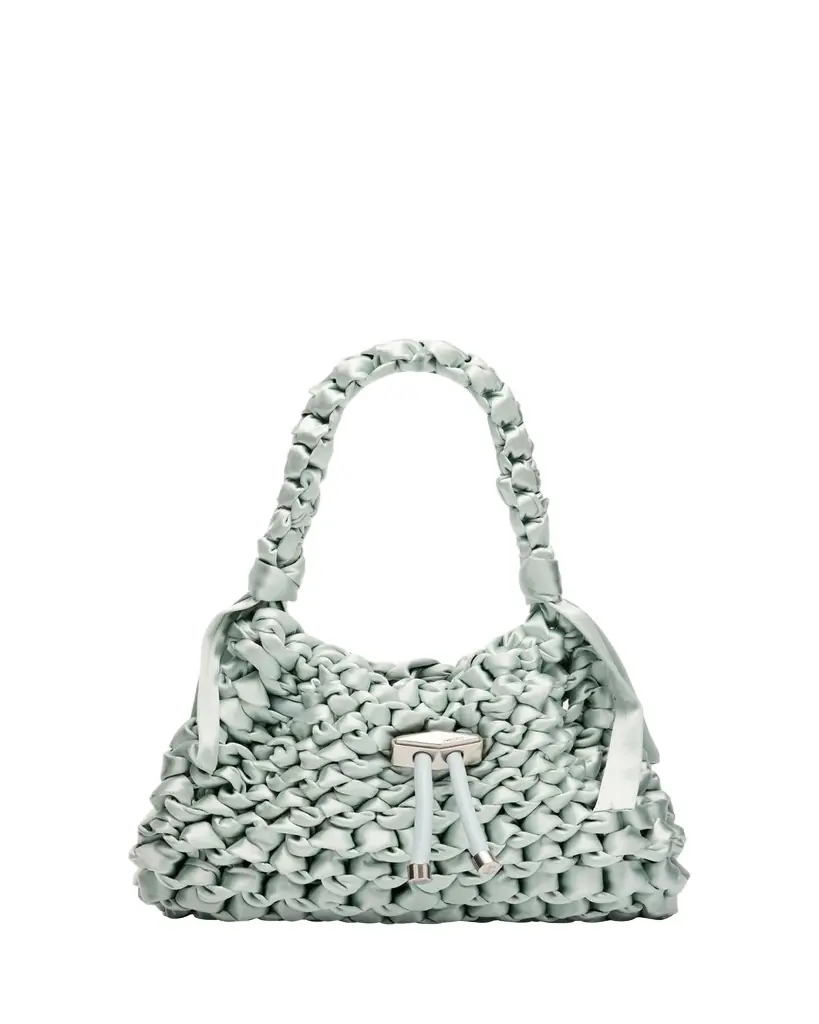 Jimmy Choo Cinch Small Woven Satin Top-Handle Bag
