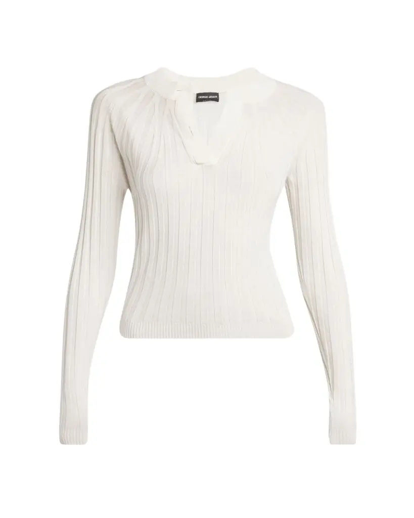 Giorgio Armani Ribbed Cashmere Silk Top