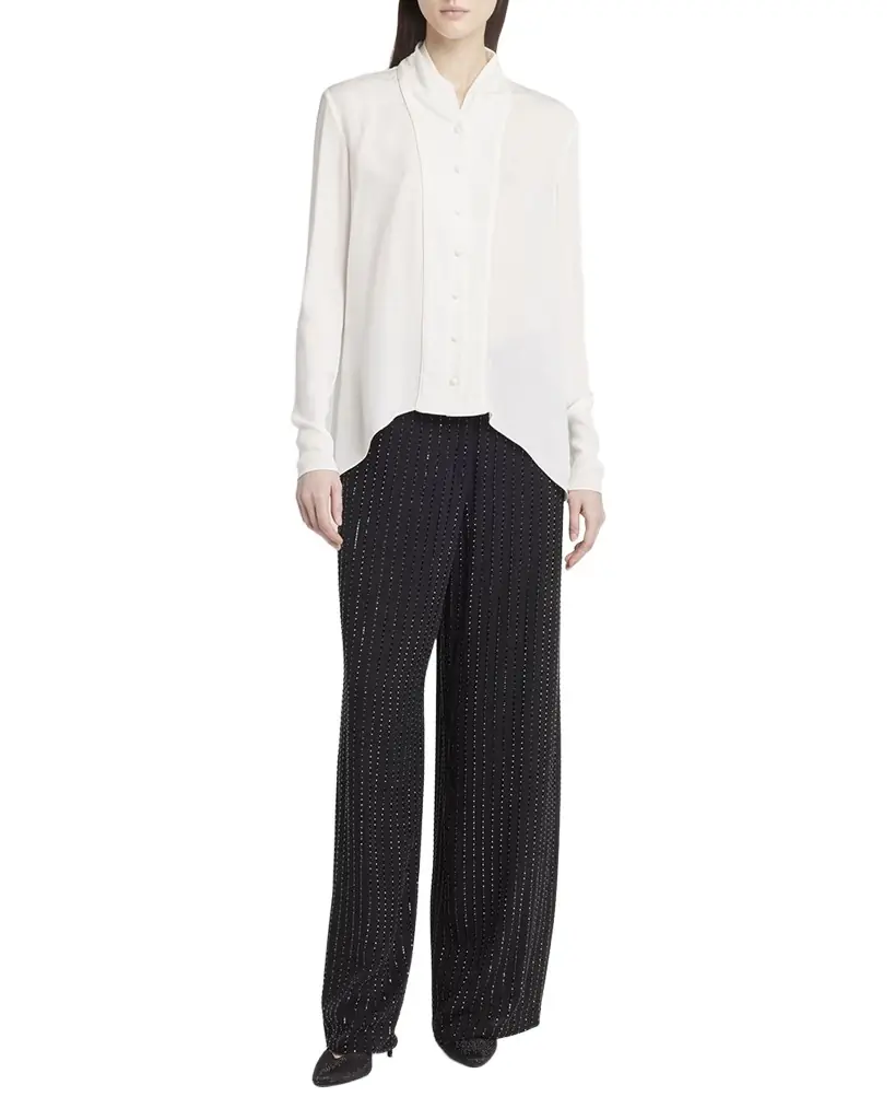 Giorgio Armani Shawl-Collar Silk Georgette Blouse