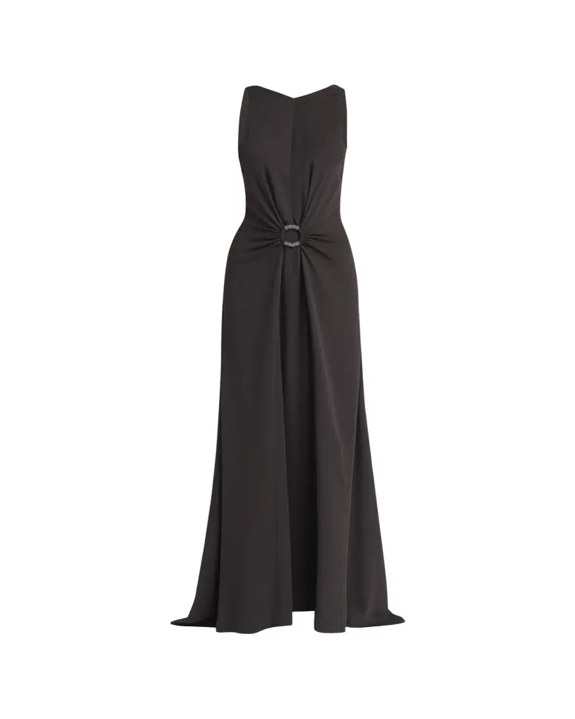 Giorgio Armani Beaded-Ring Silk Georgette Backless Gown