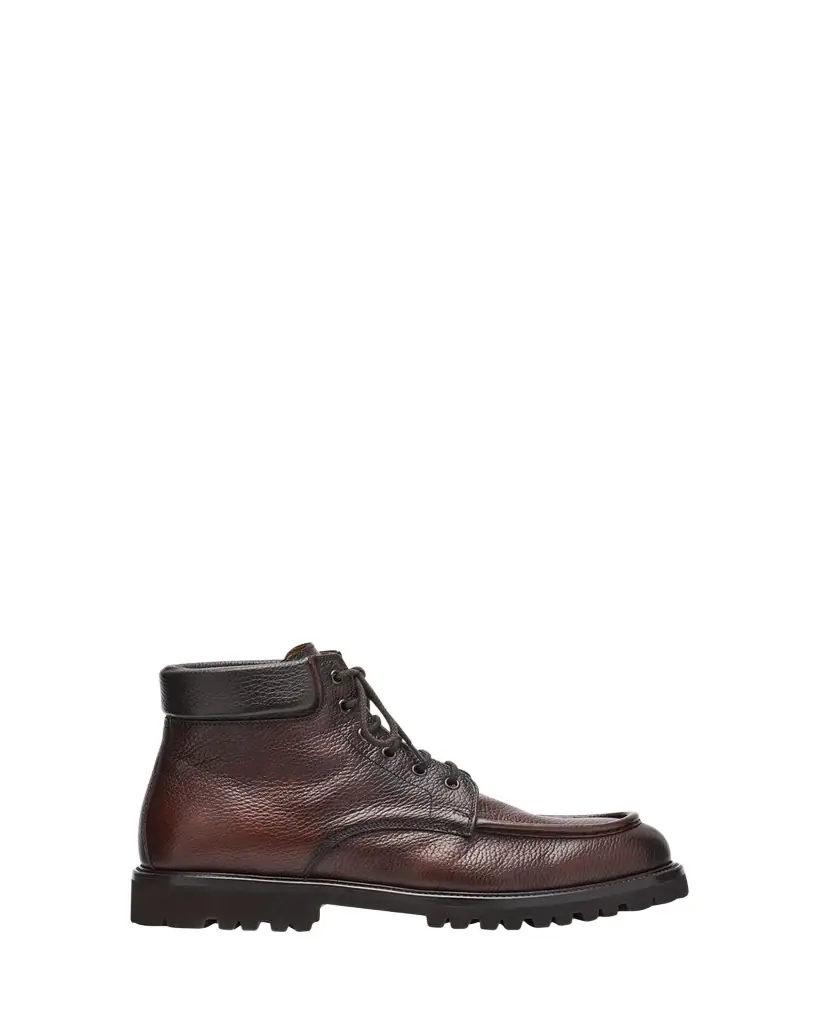 Bergdorf Goodman Men's Moc-Toe Grained Leather Lace-Up Boots