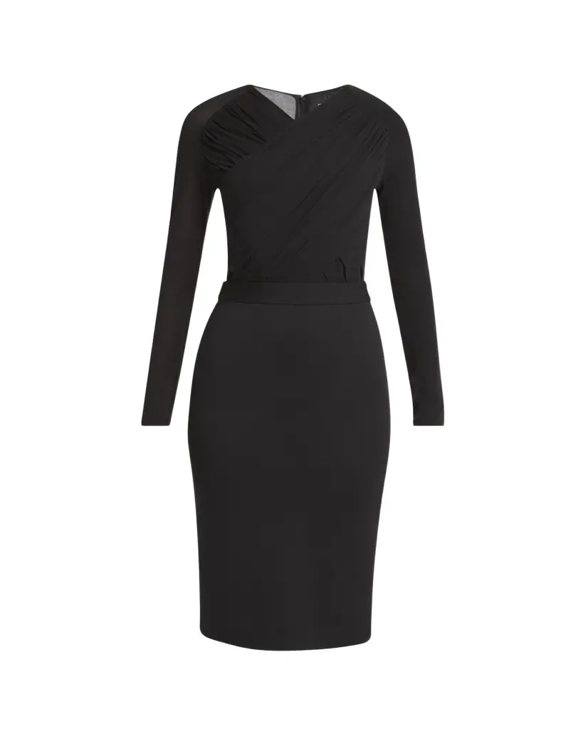 Giorgio Armani Ruched Jersey Long-Sleeve Midi Dress