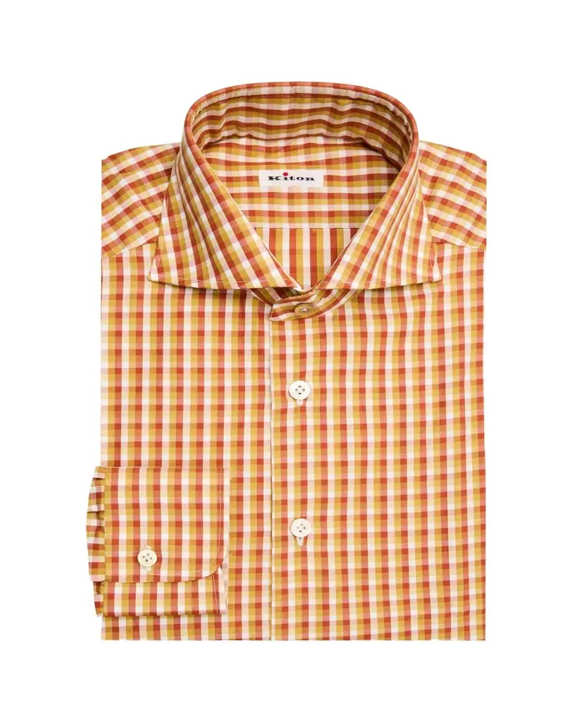 Kiton Men's Cotton Multi-Check Dress Shirt