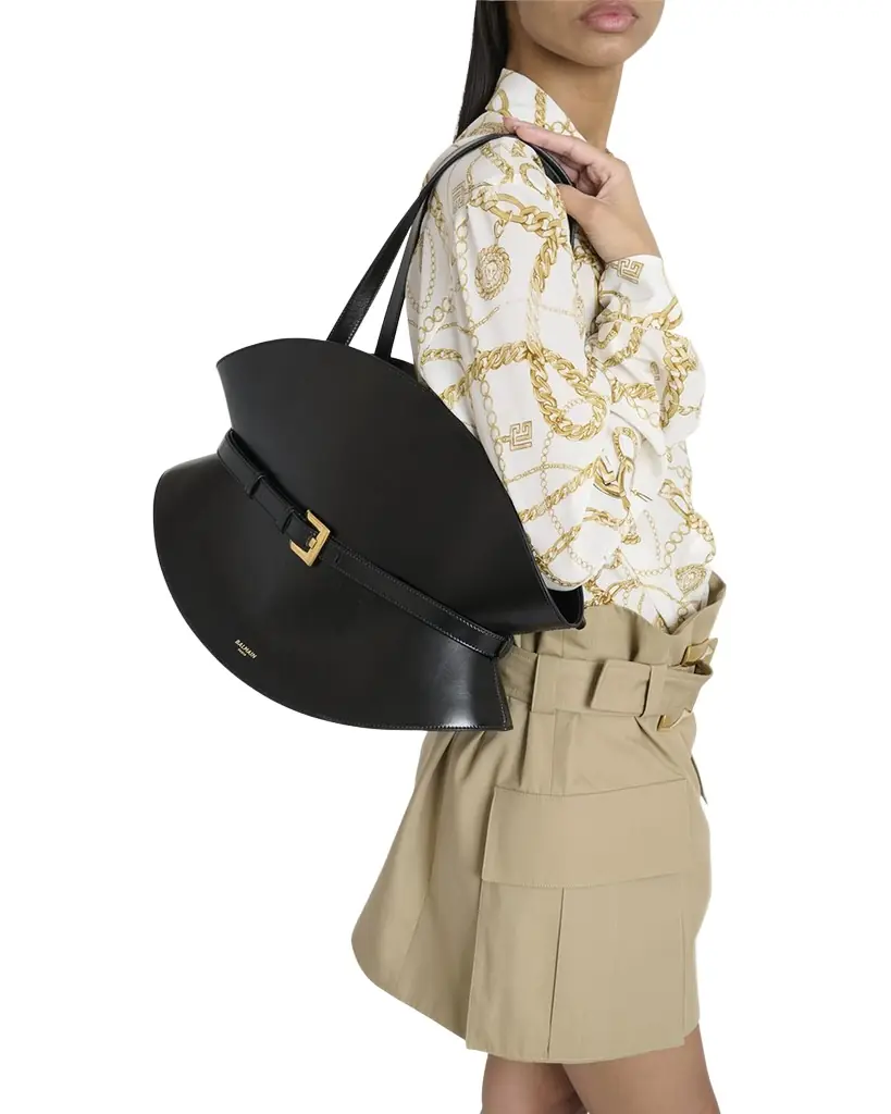 Balmain Shuffle Medium Belt Shoulder Bag in Calfskin