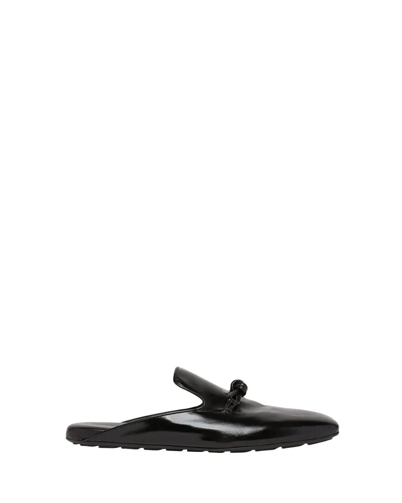 Bottega Veneta Men's Roma Shiny Leather Knot Mules
