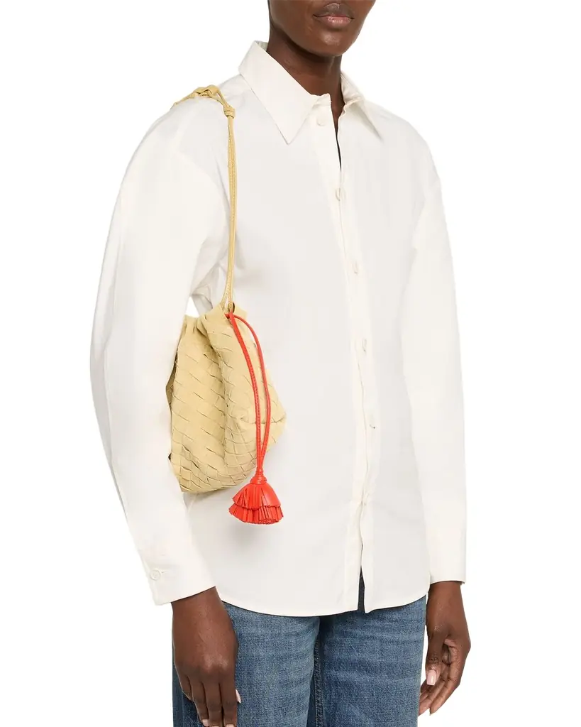 Bottega Veneta Soiree Dustbag Suede Pouch Bag