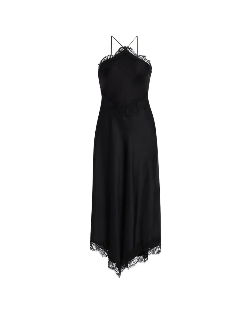 A.L.C. Lucia Lace Satin Halter Midi Dress