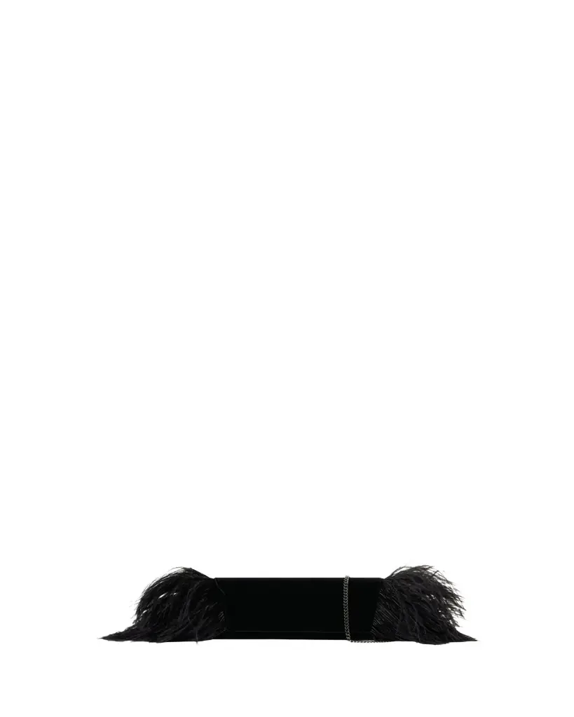 Akris Anouk Small Clutch Bag with Feather Trim