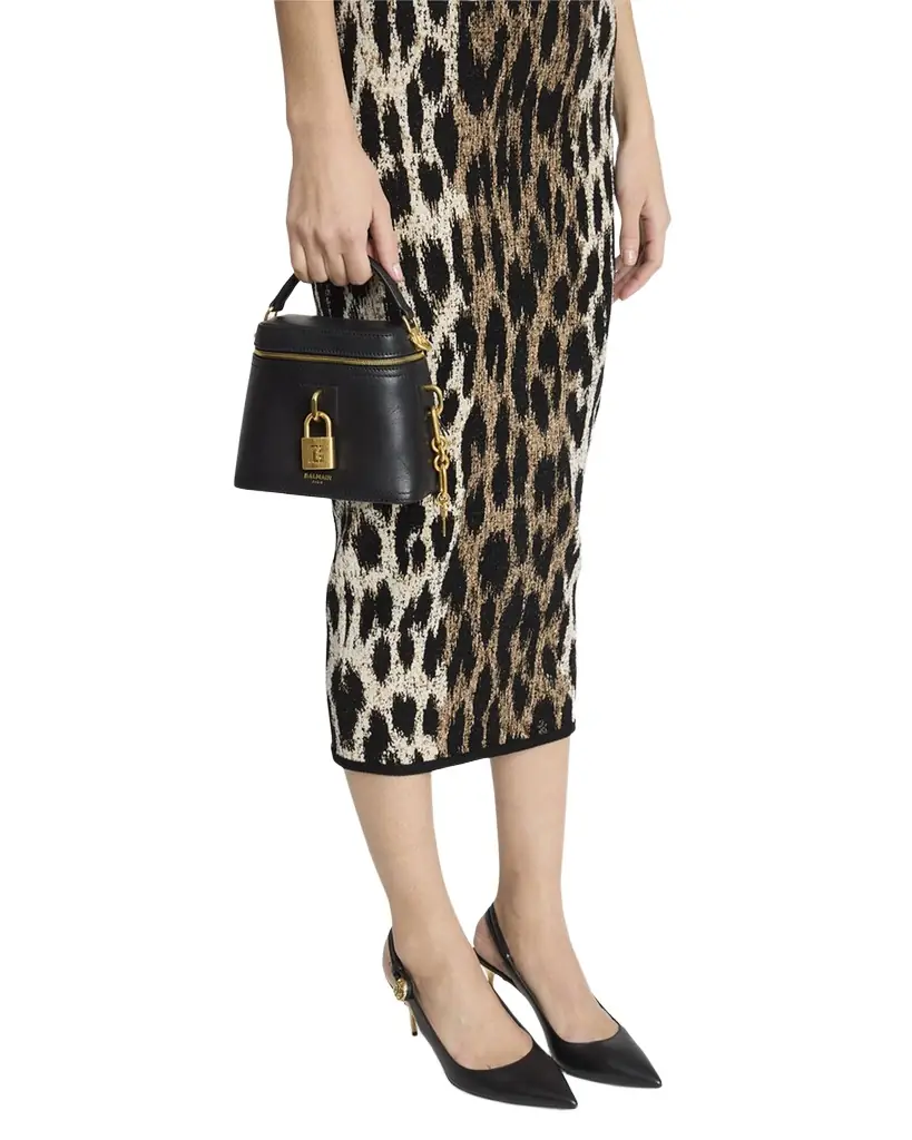 Balmain Pulse Vanity Top-Handle Bag in Calfskin