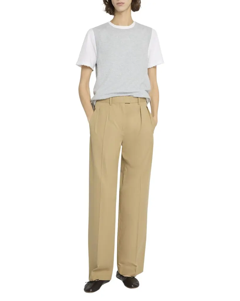 THE ROW Alfidis Pleated Straight-Leg Cotton-Cashmere Pants