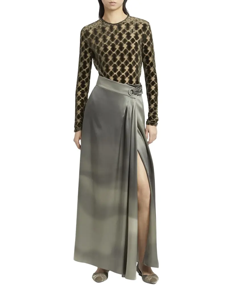 Giorgio Armani Velvet Jersey Jacquard Long-Sleeve Top
