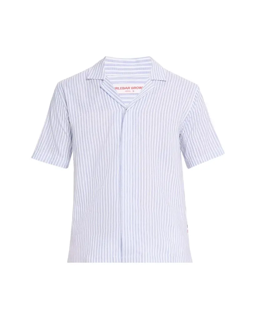 Orlebar Brown Men's Maitan Relaxed-Fit Linen Beach Stripe Camp Shirt