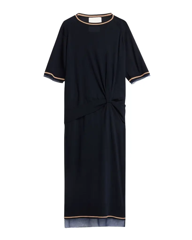 3.1 Phillip Lim Short-Sleeve Draped Wool Organza Dress