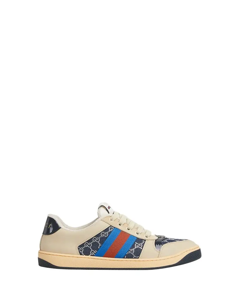 Gucci Crystal GG Denim Screener Low-Top Sneakers