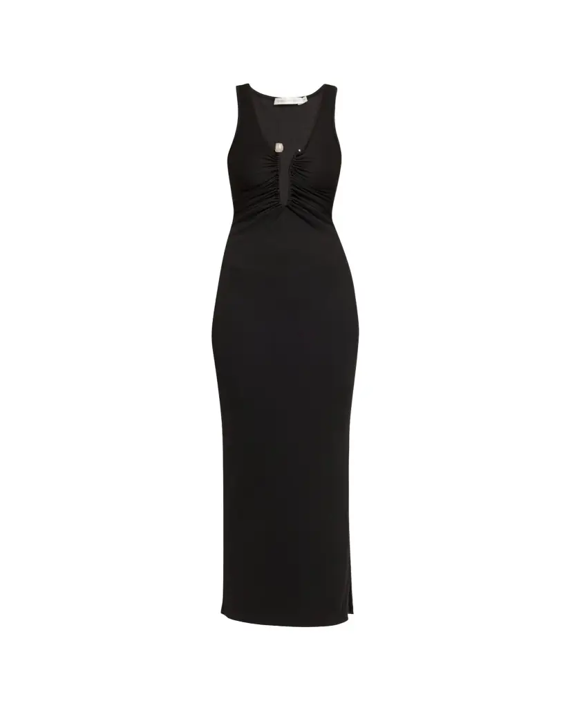 Christopher Esber Crystal Pin Ruched Maxi Tank Dress