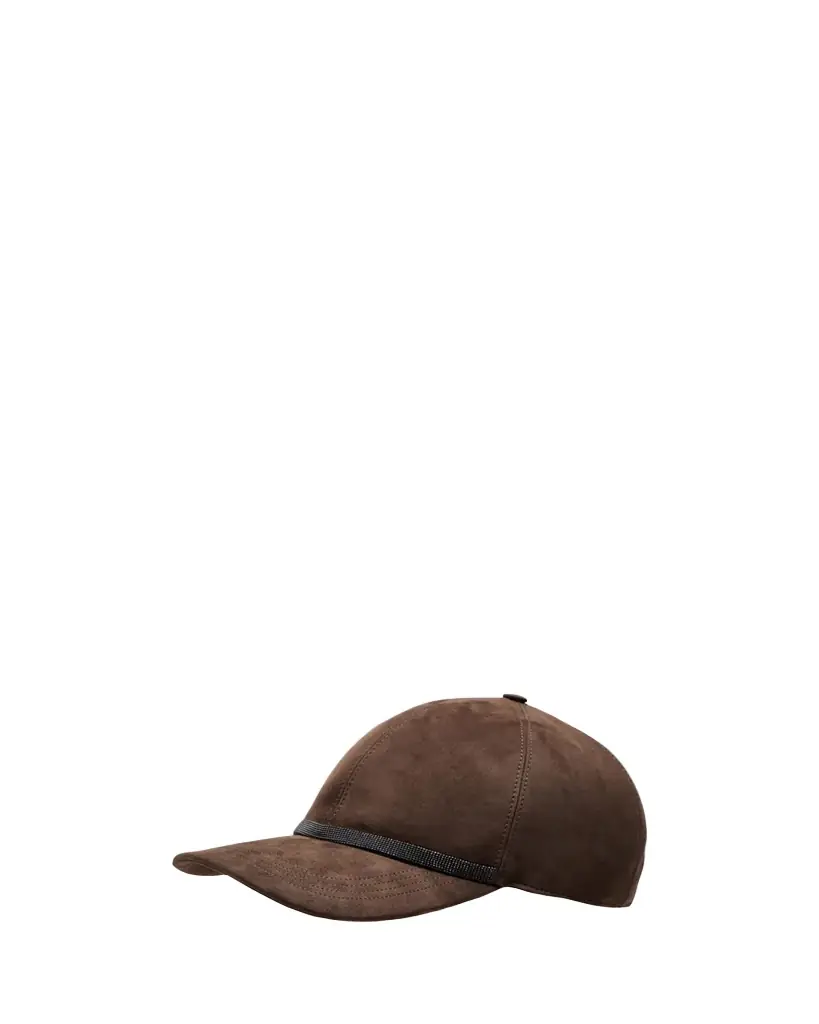 Brunello Cucinelli Monili-Trim Suede Baseball Cap