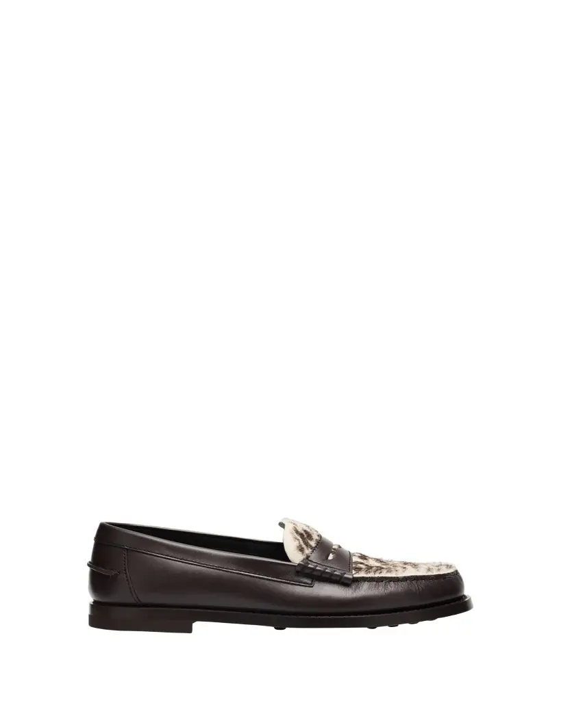 Tod's Leather and Pony Hair Penny Loafers
