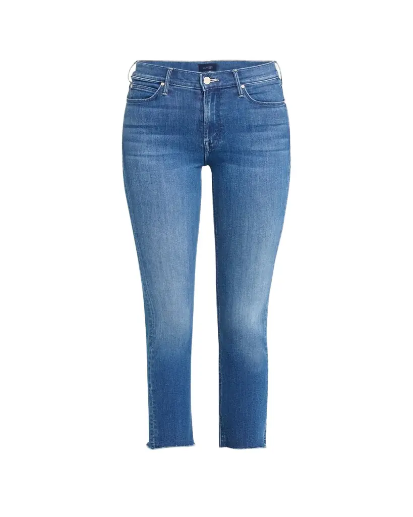 MOTHER The Mid-Rise Dazzler Ankle Fray Jeans